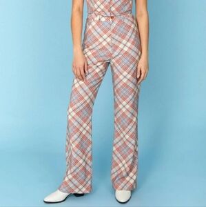 Rolla's PLAID CHECK BOOTCUT PANT POMEGRANATE Women's Size Small NWT